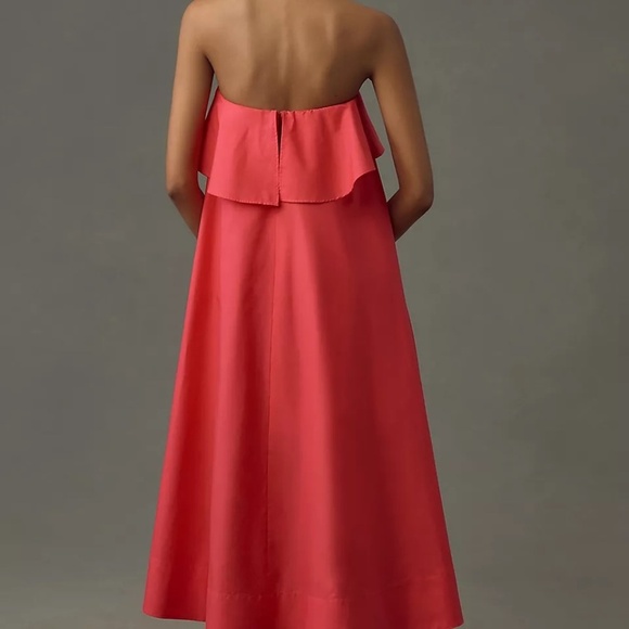 NWT Anthropologie Pink A-Line Flounce Midi Dress XS - Picture 3 of 10